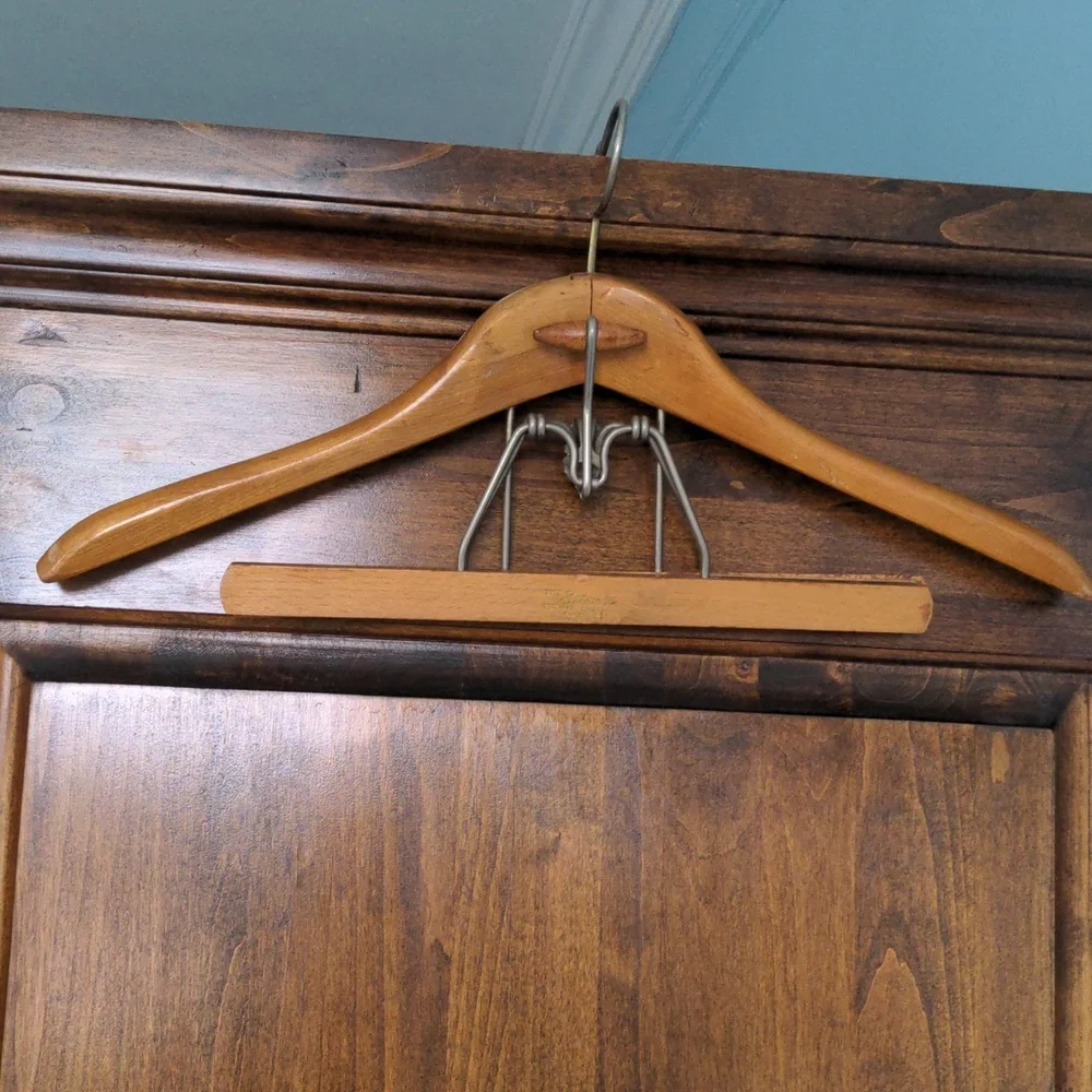 7 Vintage Wooden Hangers, Assorted & 6 Individual Hooks, New